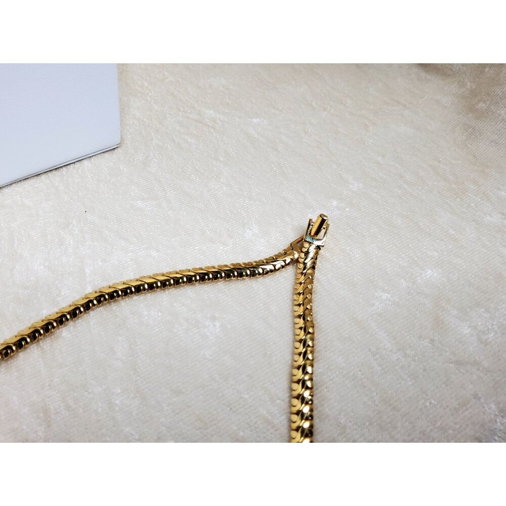 vintage unisex gold tone heavy snake chain chocker necklace - Picture 5 of 5